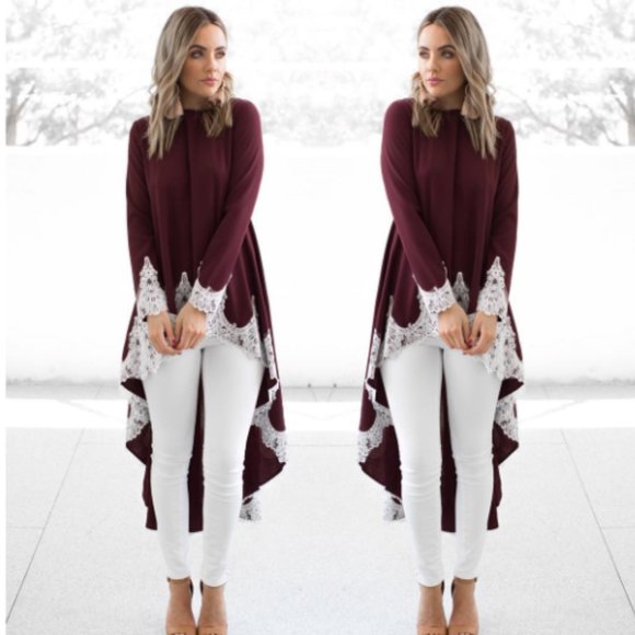 Tops - *One Left* Red High Low Blouse